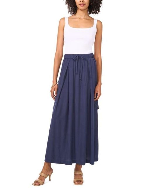 Vince Camuto Blue Drawstring Midi Cargo Skirt