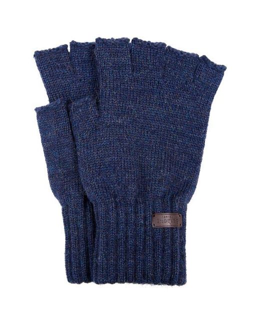 Barbour Blue Fingerless Wool Gloves for men