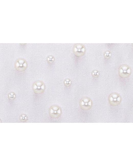 Nina White Gaia Faux Pearl Top Handle Bag