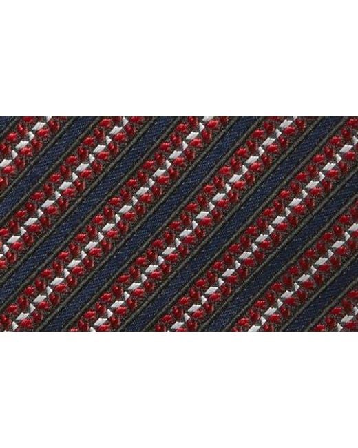 Zegna Red Stripe Mulberry Silk Tie for men