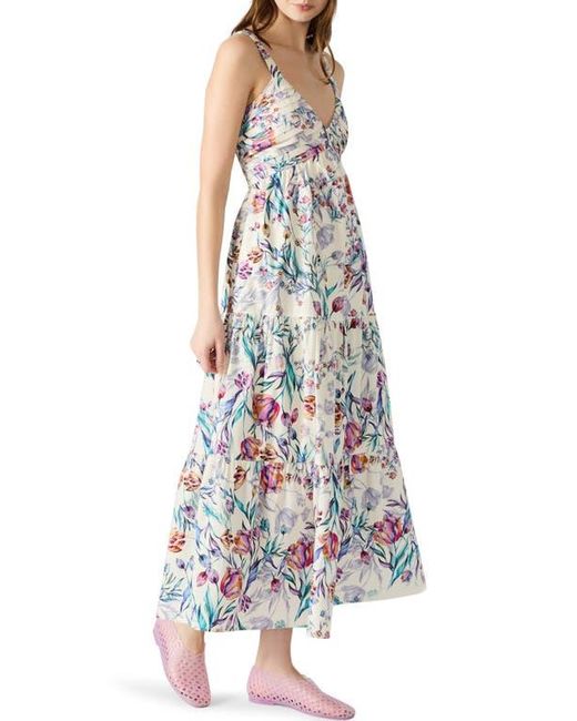 Steve Madden White Eliora Floral Tiered Cotton Sundress