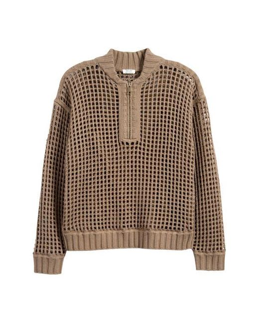 Splendid Brown X @Cellajaneblog Pointelle Half Zip Sweater