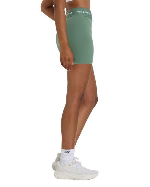 New Balance Green Nb Sleek 5-Inch High Rise Performance Athletic Shorts