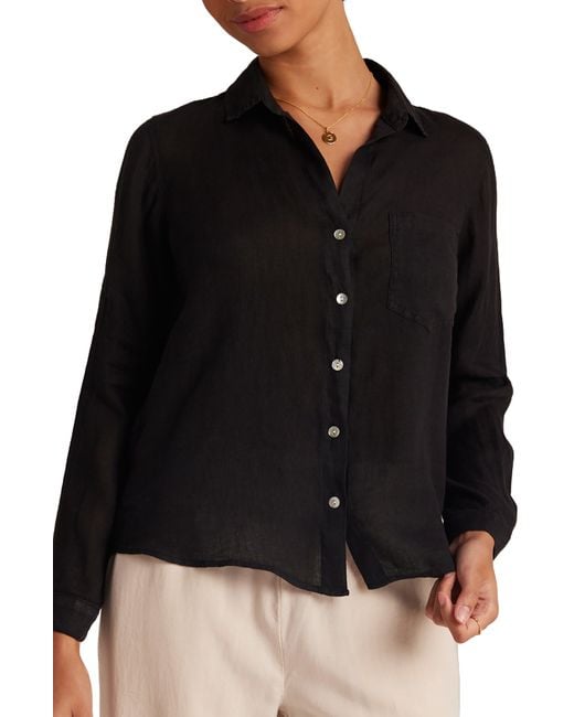 Bella Dahl Black Garment Dyed Linen Button-up Shirt