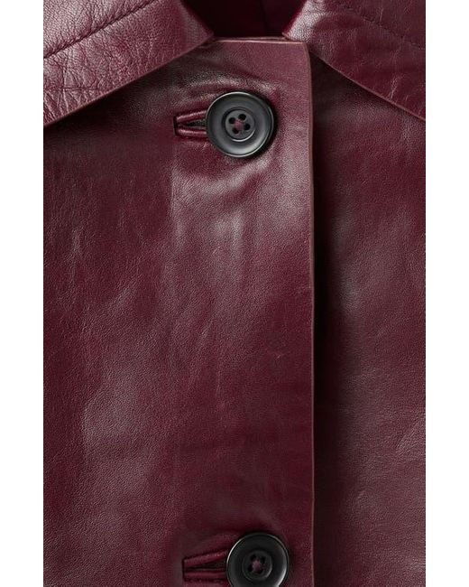 Mango Red Leather Button-Up Jacket