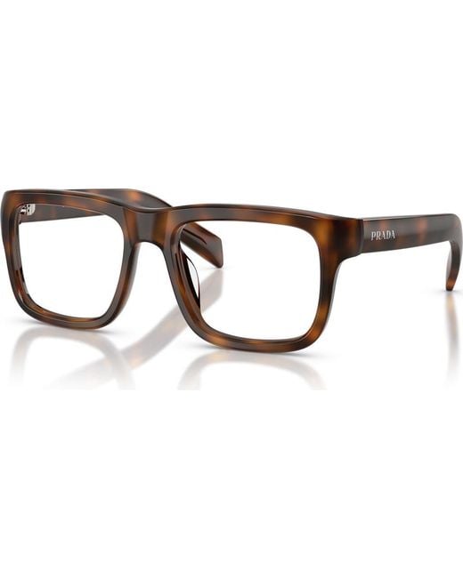 Prada Brown 52Mm Rectangle Optical Glasses for men