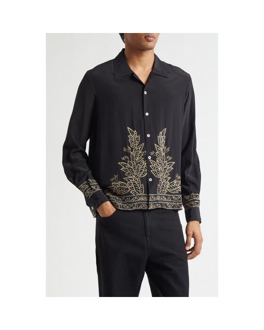 Bode Black Beaded Epoque Silk Button-Up Shirt for men
