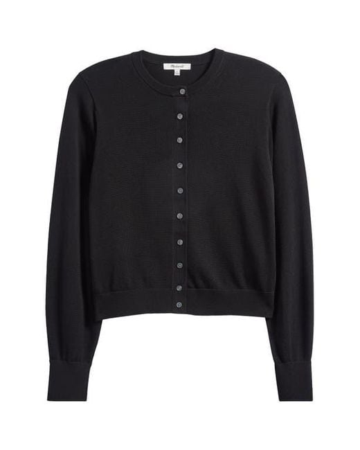 Madewell Women's Black Cotton Crewneck Cardigan