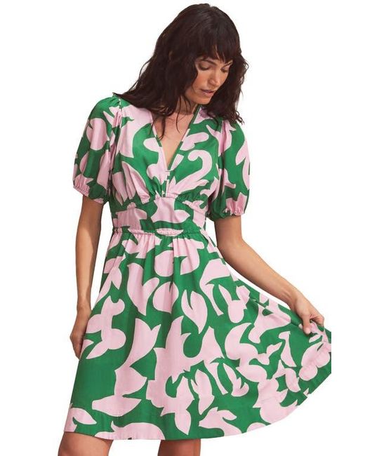 Ro&zo Green Short Puff Sleeve Dress