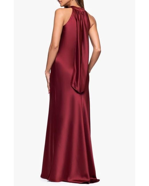 Xscape Evenings Halter Neck Satin Trumpet Gown in Red | Lyst