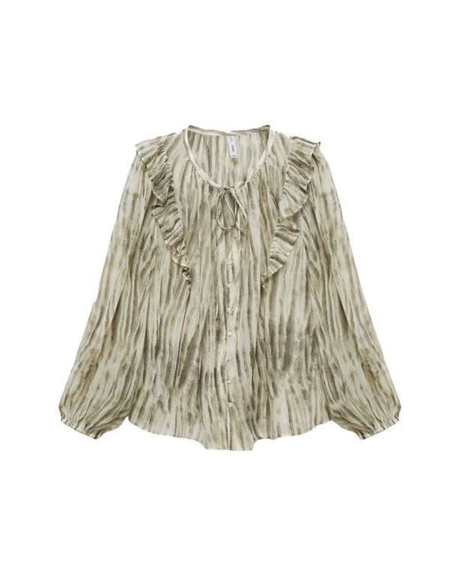 Mango Green Ruffle Semisheer Top