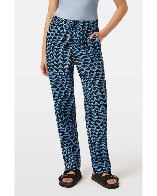 Scotch & Soda Blue Metallic Stripe Print Cotton Blend Pull-On Pants