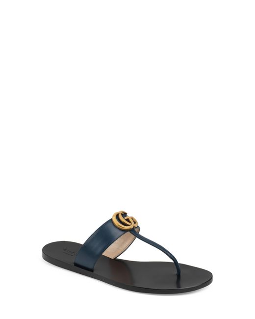 marmont leather thong sandals with double g