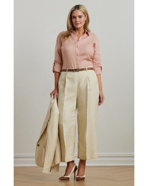 Ralph Lauren Brown Relaxed Fit Linen Button-Up Shirt