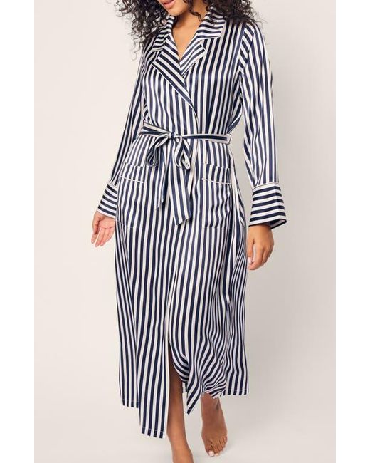 Petite Plume Blue Bengal Stripe Silk Robe