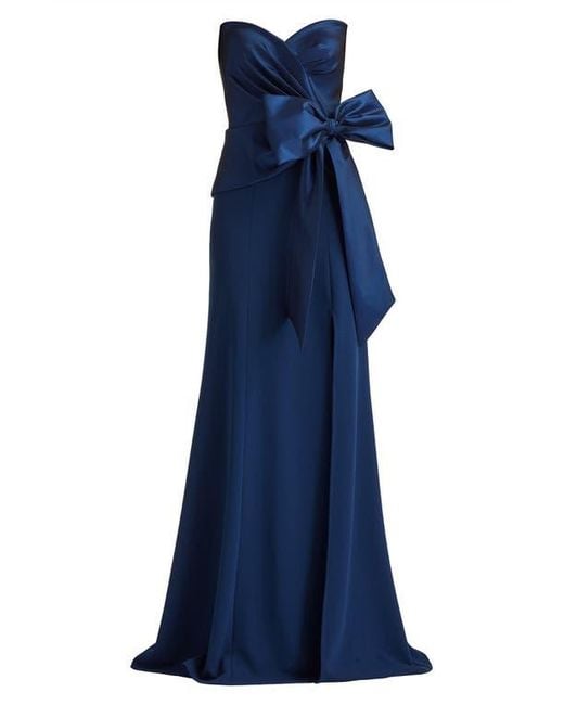 Tadashi Shoji Blue Strapless Stretch Crepe Gown