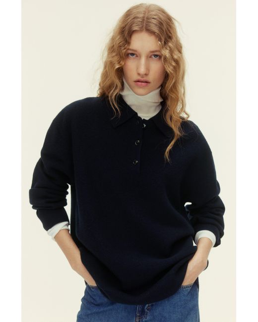 H&M Blue Wool Polo Jumper