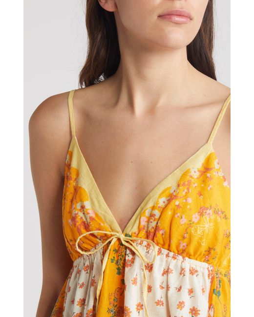 Free People Yellow Double Date Floral Camisole