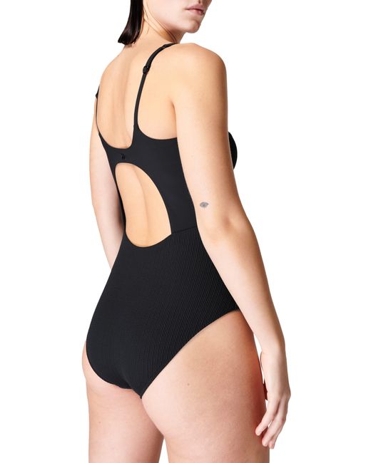 Sweaty Betty Black Capri Square Neck One-piece Swimsuit