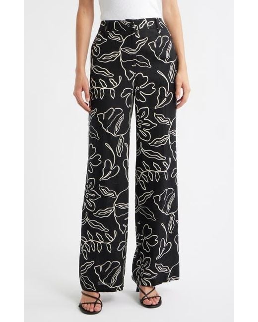 Mango Black Liza Print Wide Leg Pants
