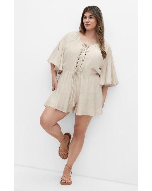 City Chic Natural Harlow Tassel Tie Romper