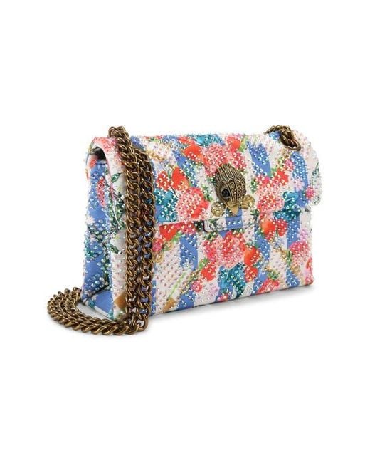 Kurt Geiger Blue Mini Kensington Crystal Embellished Fabric Crossbody Bag