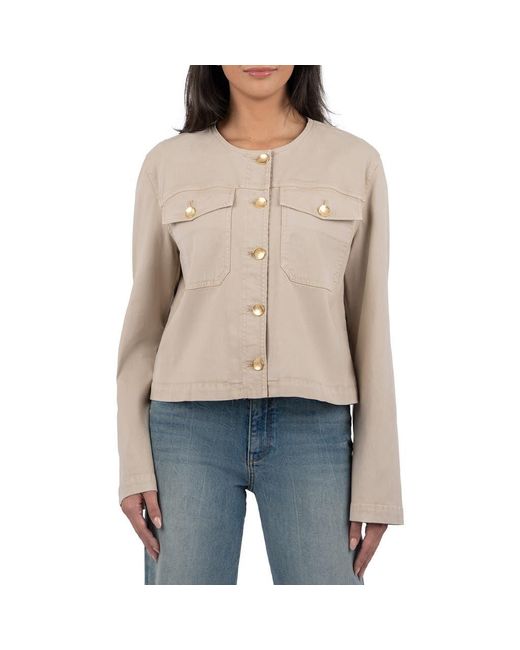 Kut From The Kloth Gray Camille Collarless Twill Jacket