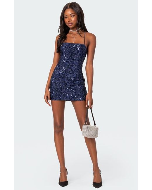 Edikted Blue Kiara Sequin Minidress