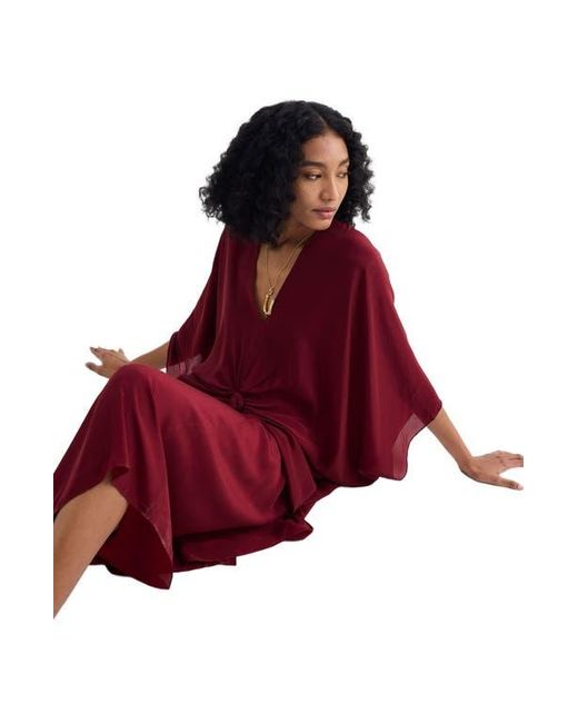 REISTOR Red Front Twist Kaftan Dress
