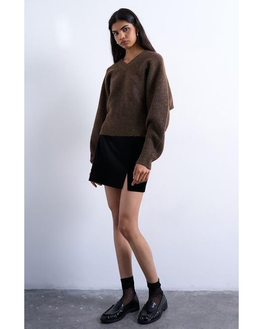 TOPSHOP Black Faux Leather Miniskirt