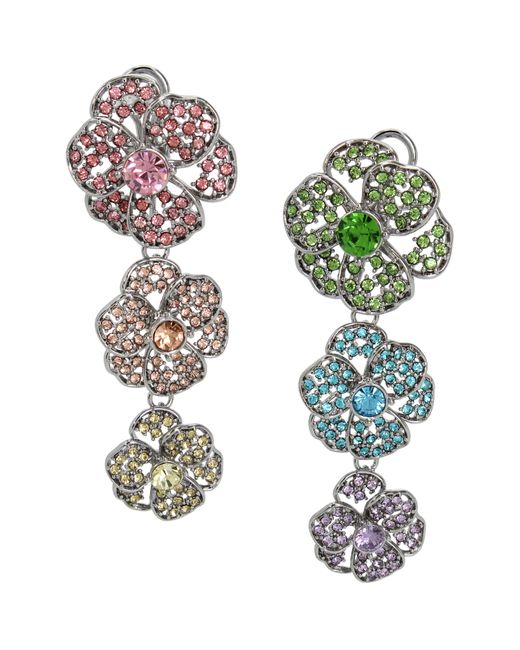 Kurt Geiger Multicolor Crystal Flower Drop Earrings