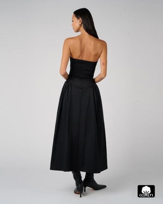 WeWoreWhat Black Strapless Corset Ruched Dress