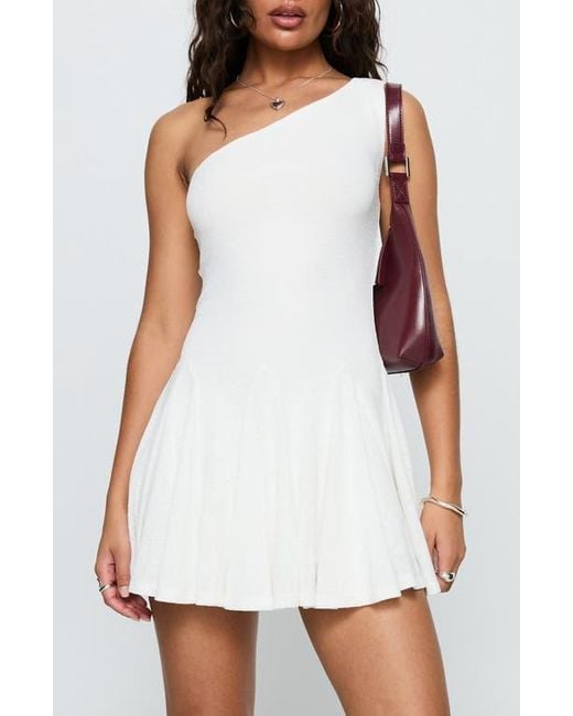 Princess Polly White Writing Vows One-Shoulder Minidress
