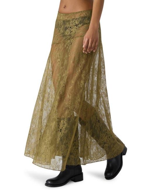 Steve Madden Green Veera Lace Maxi Skirt