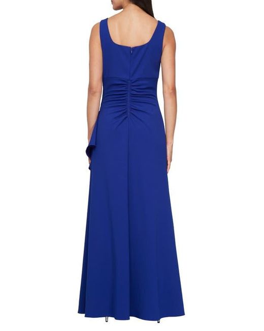 Alex Evenings Blue Bead Detail Stretch Crepe Gown With Bolero Jacket