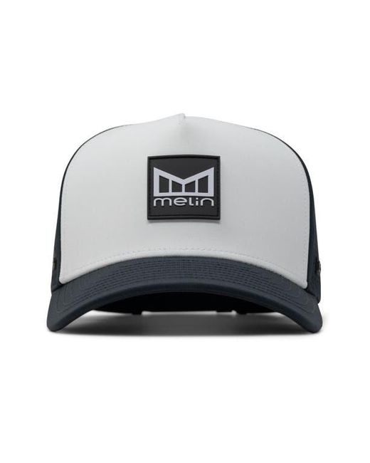 Melin Black Odysea Stacked Hydro Performance Snapback Hat for men