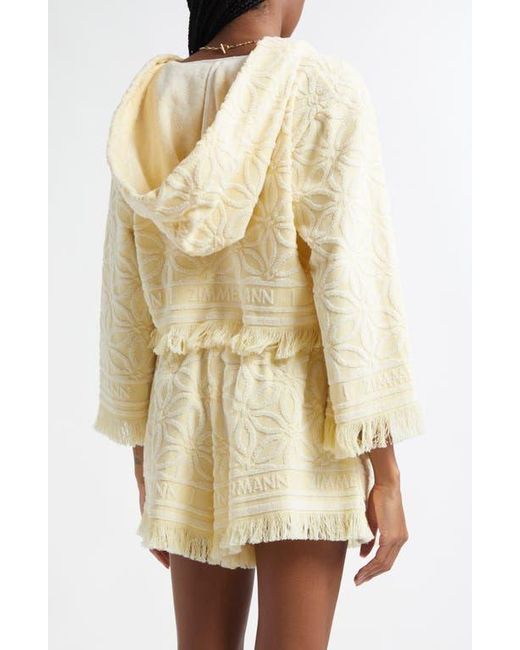 【ZIMMERMANN】フーデッド テリーコットン jacquard coverup ZIMMERMANN Fringed Hooded Cotton-Terry Jacquard Coverup