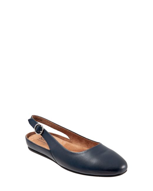 Softwalk® Blue Sandy Slingback Flat Sandal