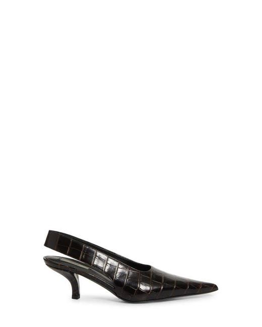 Totême Black Croc Embossed Pointed Toe Slingback Pump