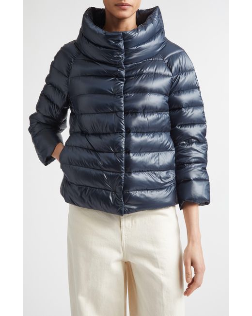 Herno Blue Sofia Iconic Down Crop Puffer Jacket