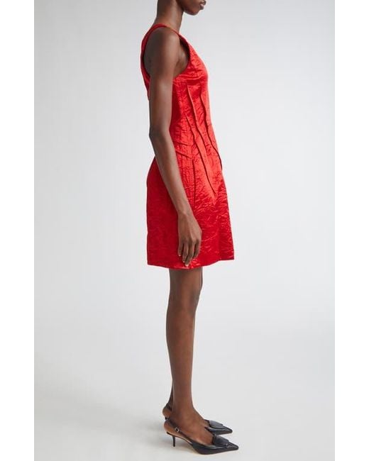 Jason Wu Red V-Neck Crushed Satin Minidress