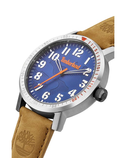 Timberland Blue Topsmead Leather Strap Watch for men
