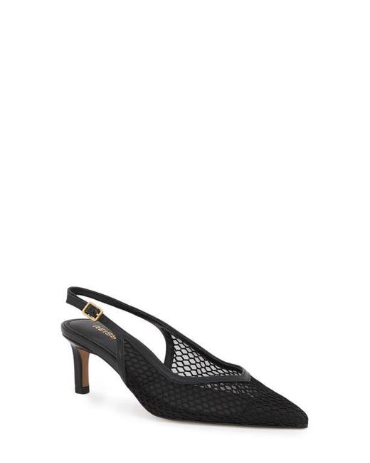 Reiss Black Sirena Pointed Toe Kitten Heel Slingback Pump
