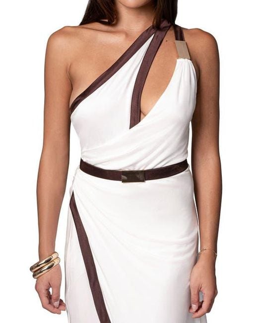 JLUXLABEL White Anniversary Belted Cocktail Dress