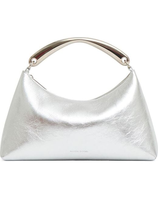Mansur Gavriel White Rhea Metal Handle Leather Bag