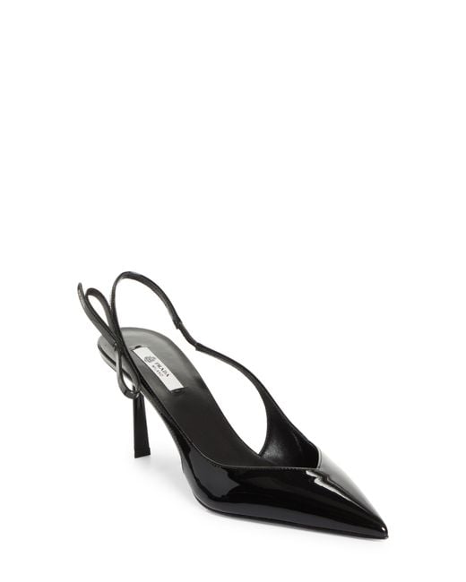 Prada Black Bow Ponted Toe Slingback Pump