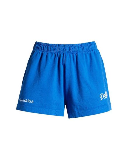 Sporty & Rich Blue Dodgers Serif Disco Graphic Sweat Shorts