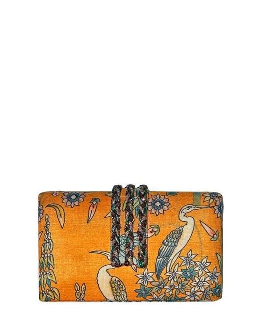 Simitri Orange Printed Braid Clutch