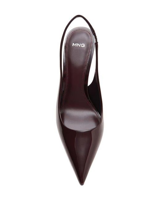 Mango Black Mica Pointed Toe Slingback Pump