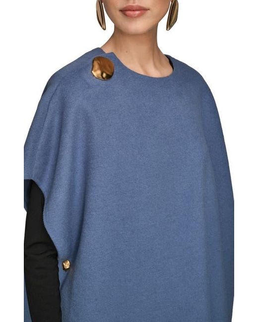 Donna Karan Blue Wool Blend Cape